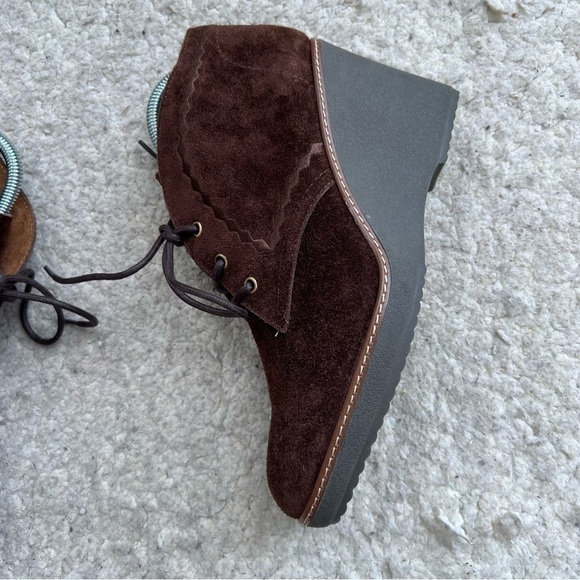 Naturalizer Kailyn Brown Suede Lace Up Oxford Wedge Heel Shoes - Picture 5 of 13